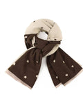Reversible Holly Heart Winter Scarf – Chocolate Brown Heart Print