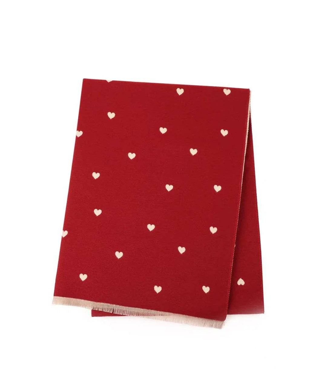 Reversible Red Holly Heart Winter Scarf