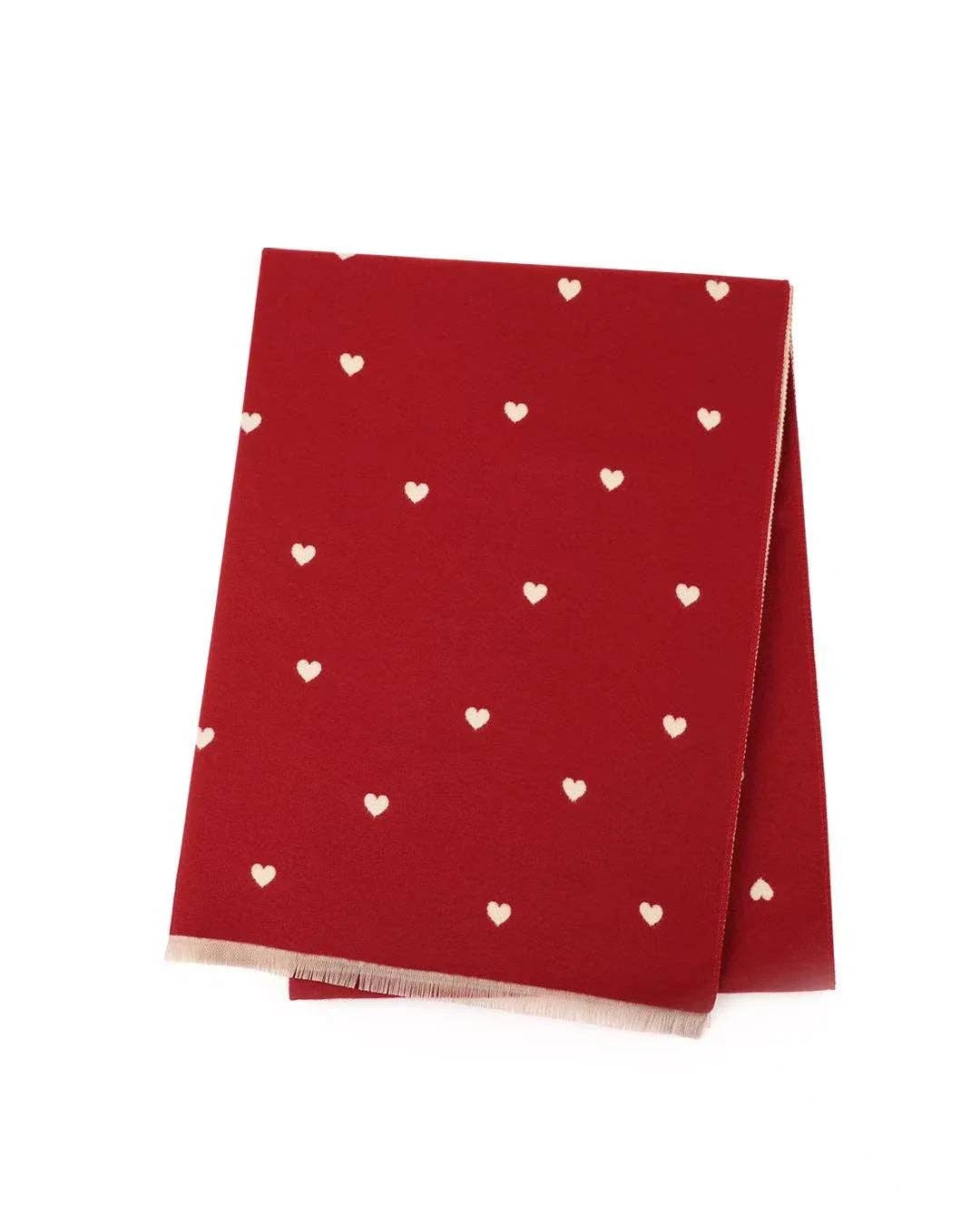 Reversible Red Holly Heart Winter Scarf