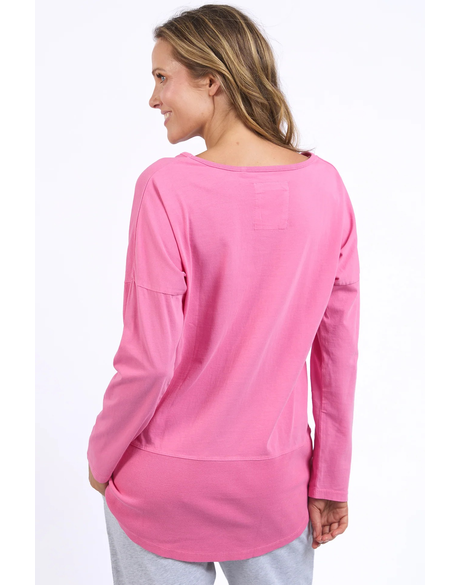 Rib L/S Tee | Pink Geranium