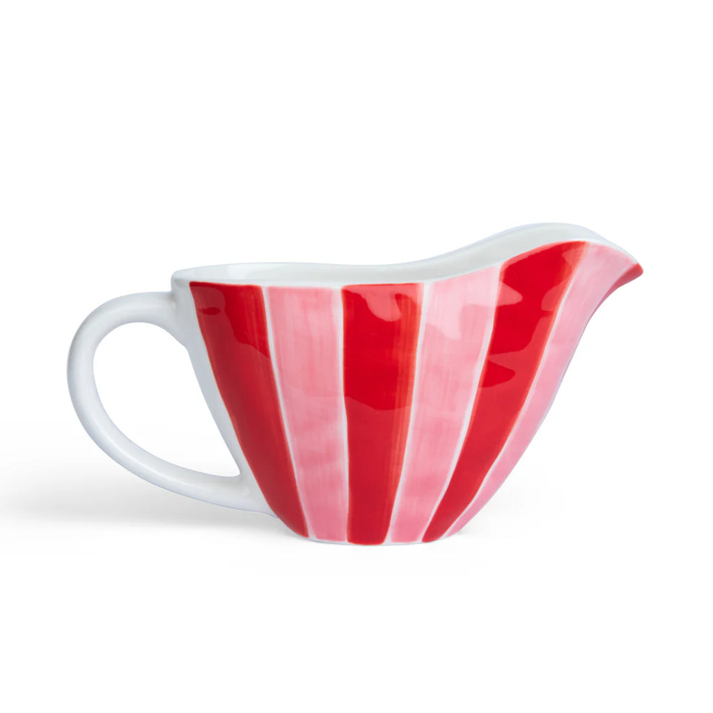NOSS Ceramic Gravy Jug | Pink & Red Stripe