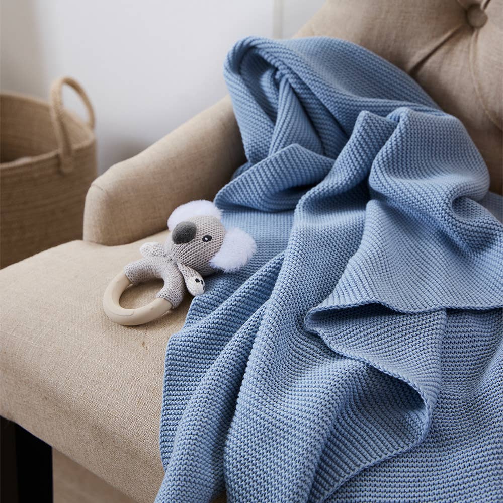 Pram Knitted Blanket | Celestial Blue