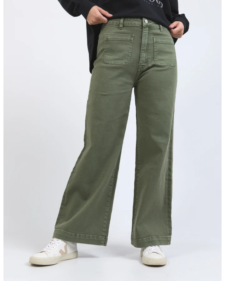 Sarah Wide leg Jean - Washed Green