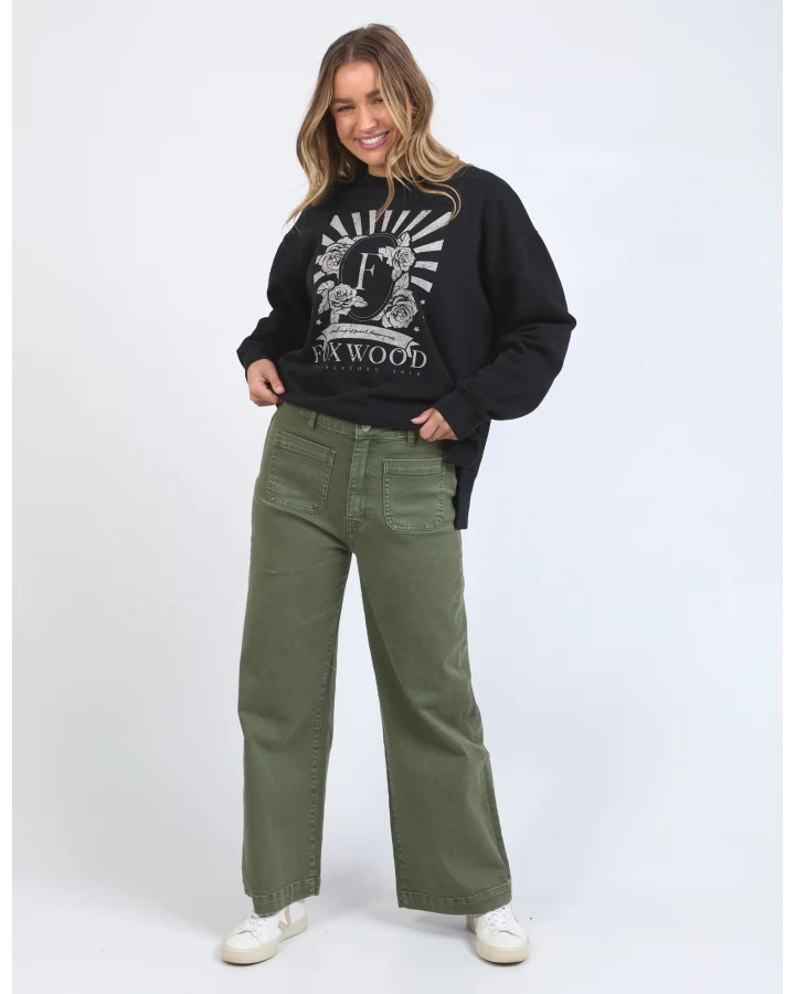 Sarah Wide leg Jean - Washed Green