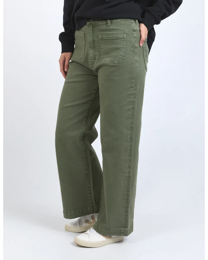 Sarah Wide leg Jean - Washed Green