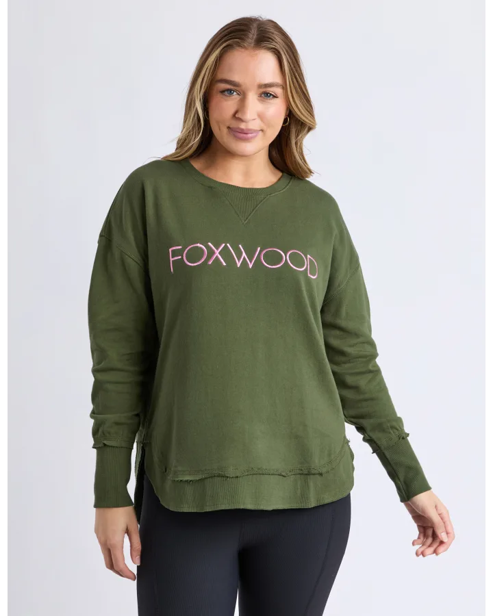 Simplified Metallic Crew - Olive with Pink