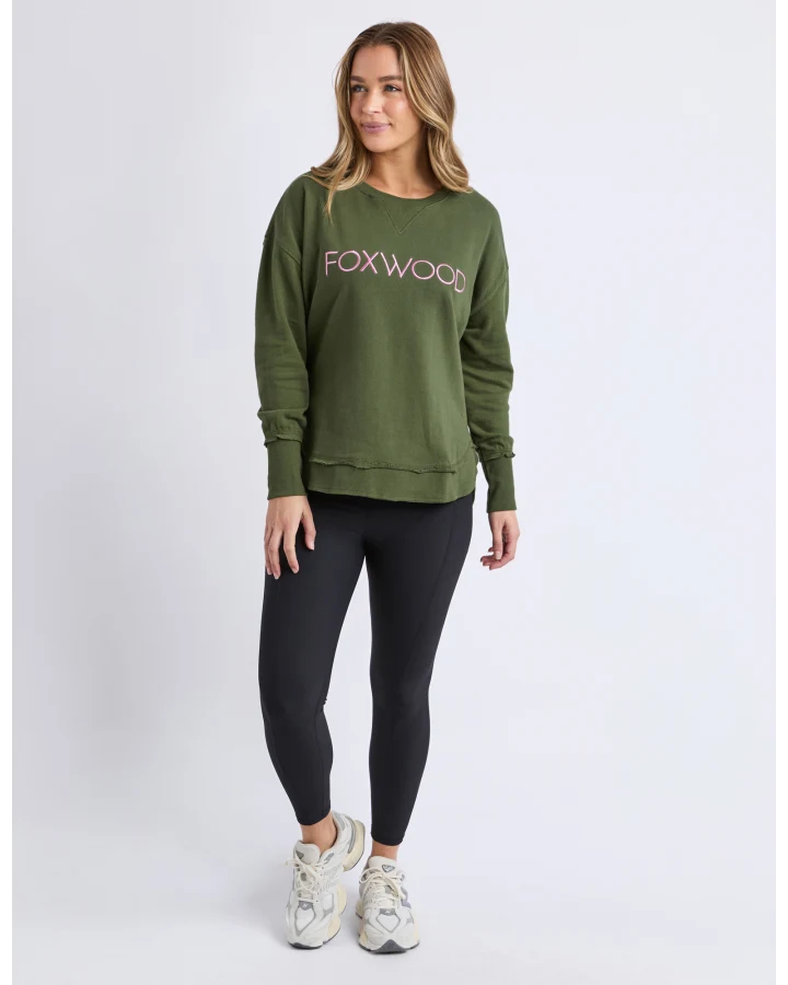 Simplified Metallic Crew - Olive with Pink
