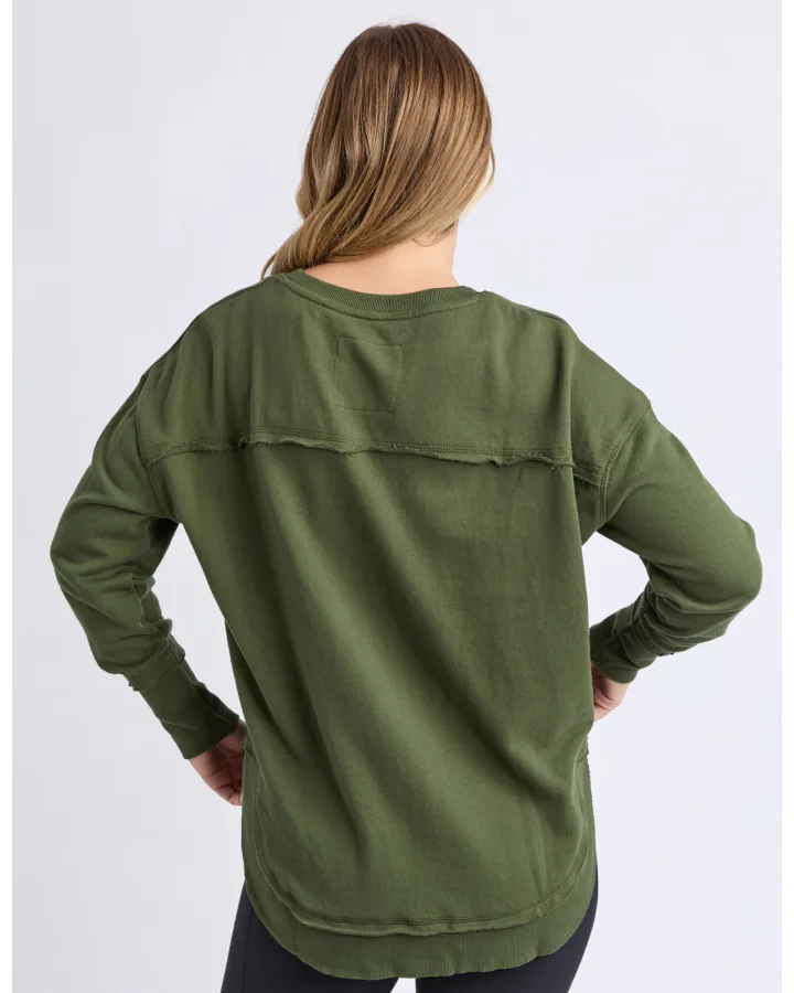 Simplified Metallic Crew - Olive with Pink