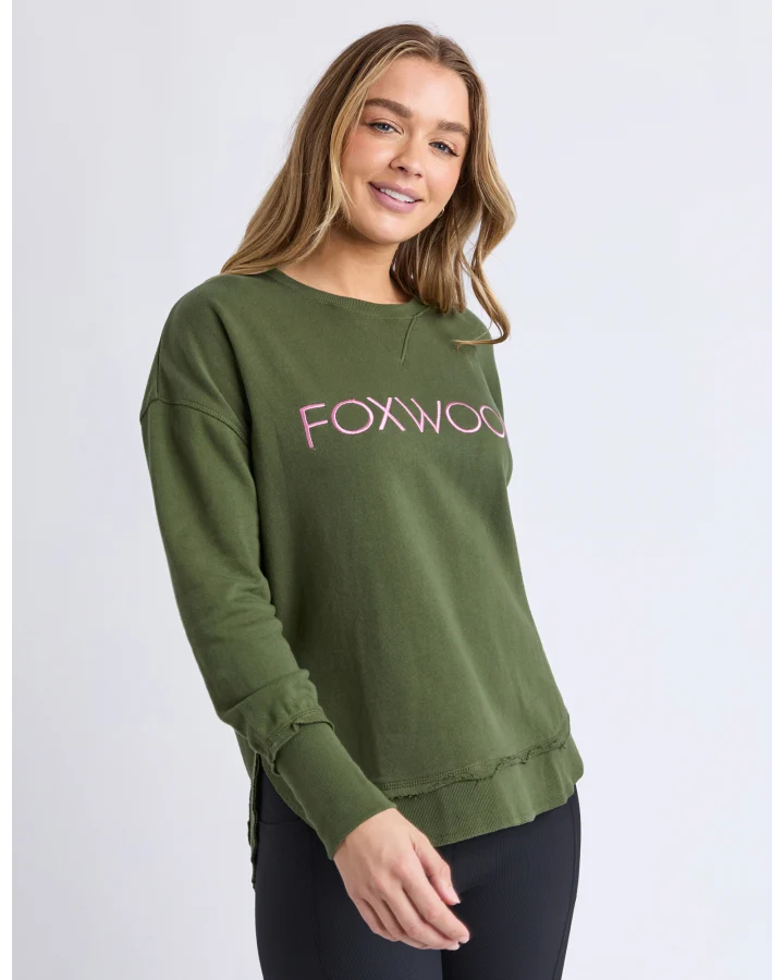 Simplified Metallic Crew - Olive with Pink
