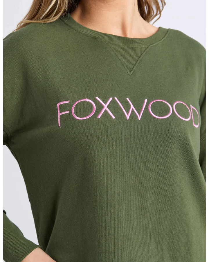 Simplified Metallic Crew - Olive with Pink