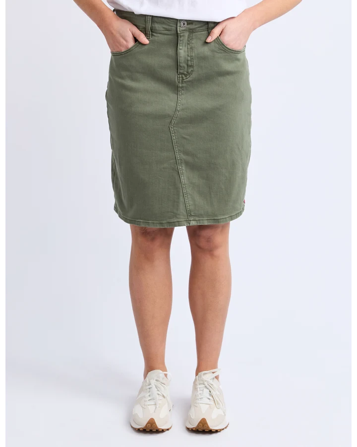 Belle Denim Skirt | Khaki