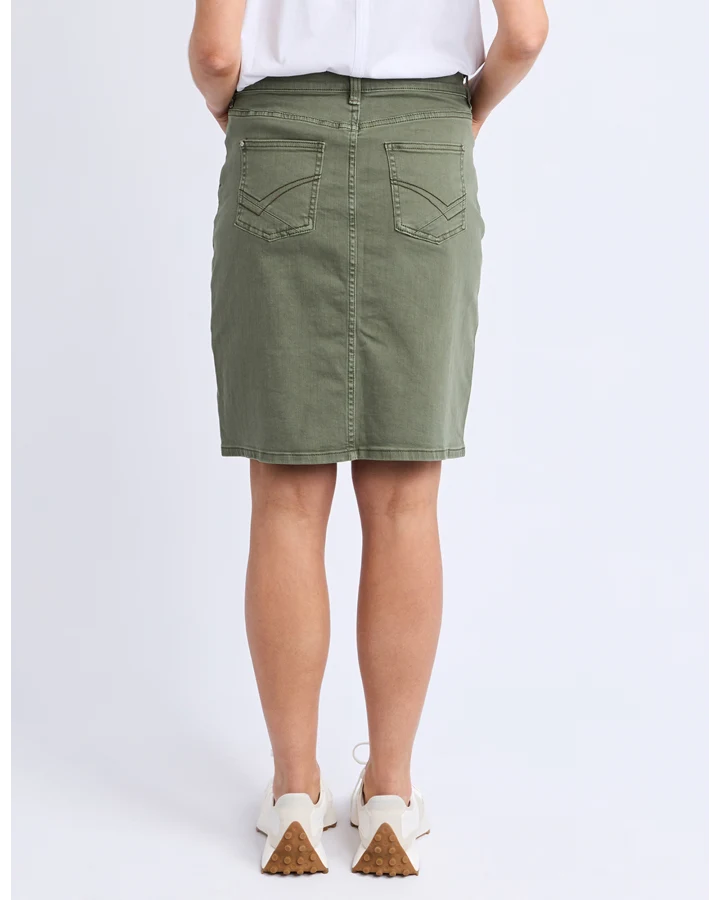 Belle Denim Skirt | Khaki