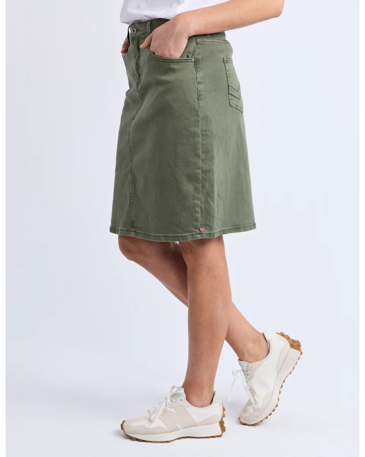 Belle Denim Skirt | Khaki