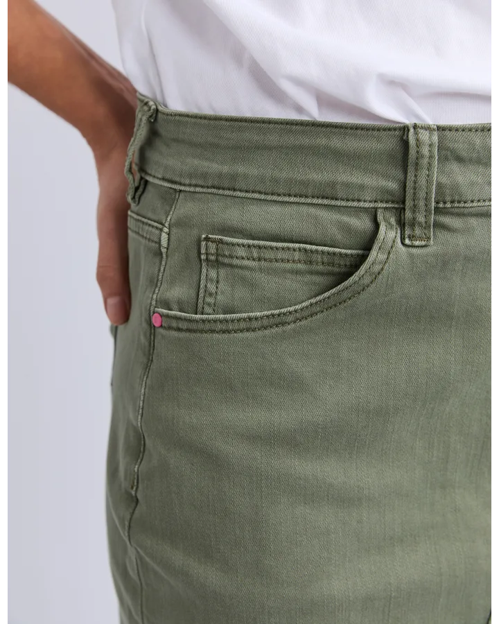 Belle Denim Skirt | Khaki