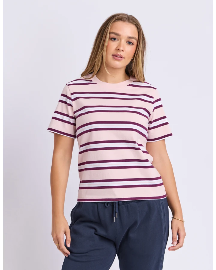 Foxwood Pure Stripe Tee | Light Pink