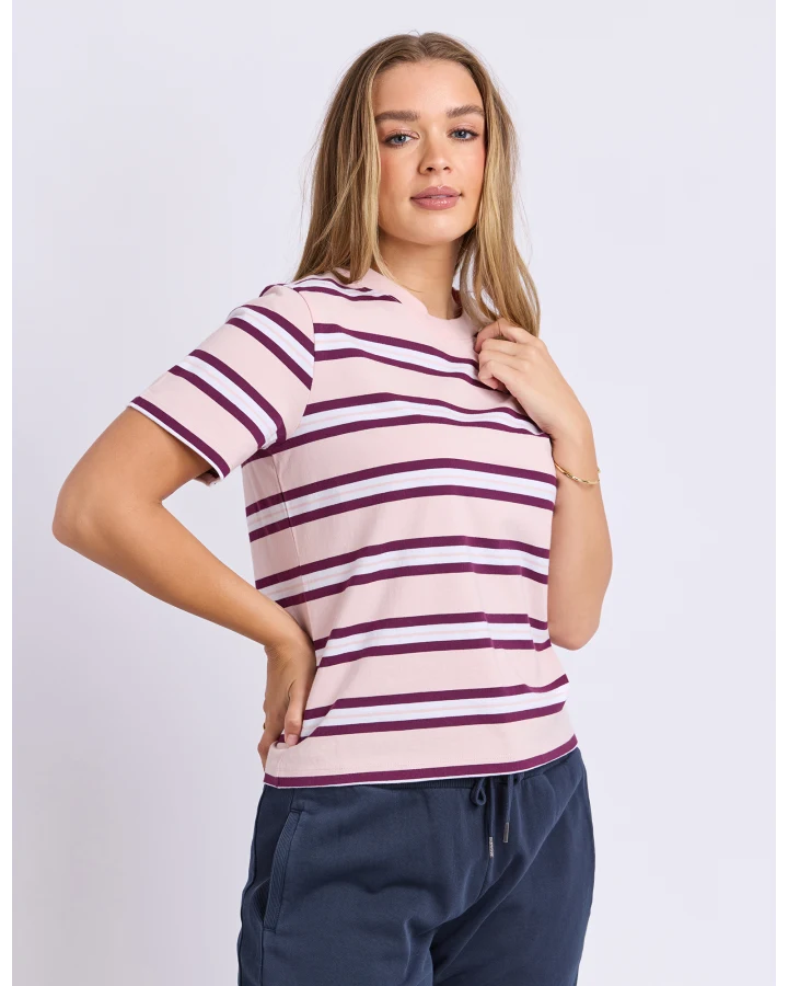 Foxwood Pure Stripe Tee | Light Pink