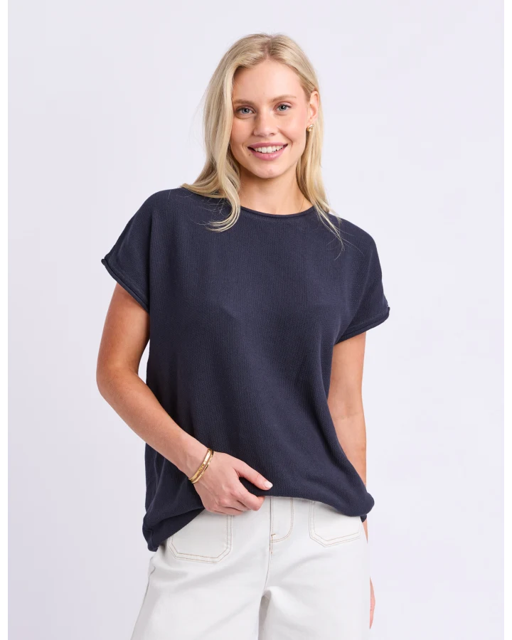 Coral Dust Waffle Knit - Navy