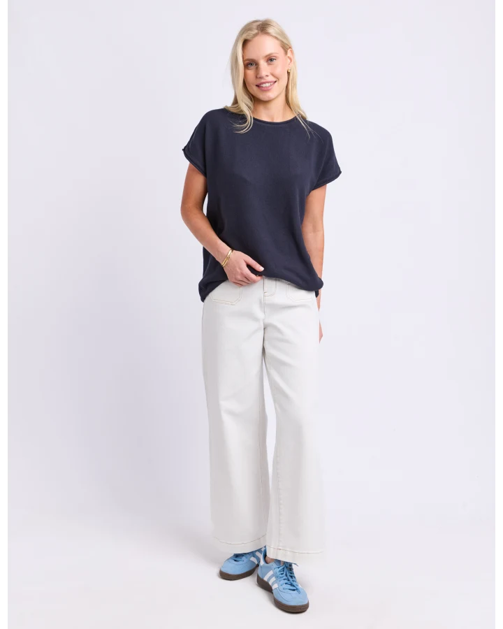 Coral Dust Waffle Knit - Navy