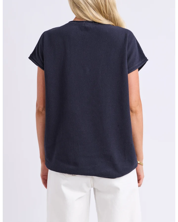 Coral Dust Waffle Knit - Navy