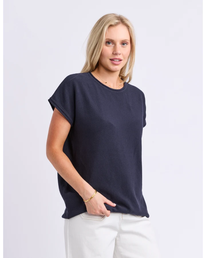 Coral Dust Waffle Knit - Navy