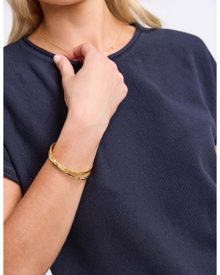 Coral Dust Waffle Knit - Navy
