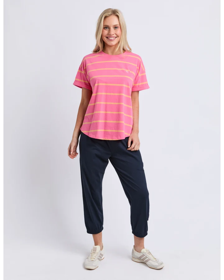 Halli S/S Stripe Tee - Pink Lemonade