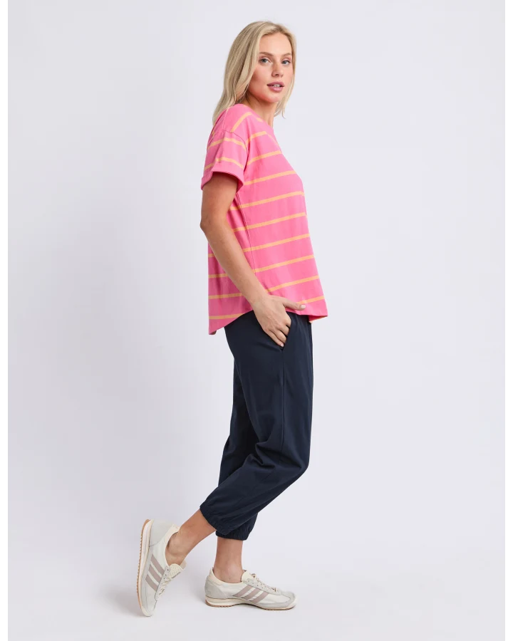 Halli S/S Stripe Tee - Pink Lemonade