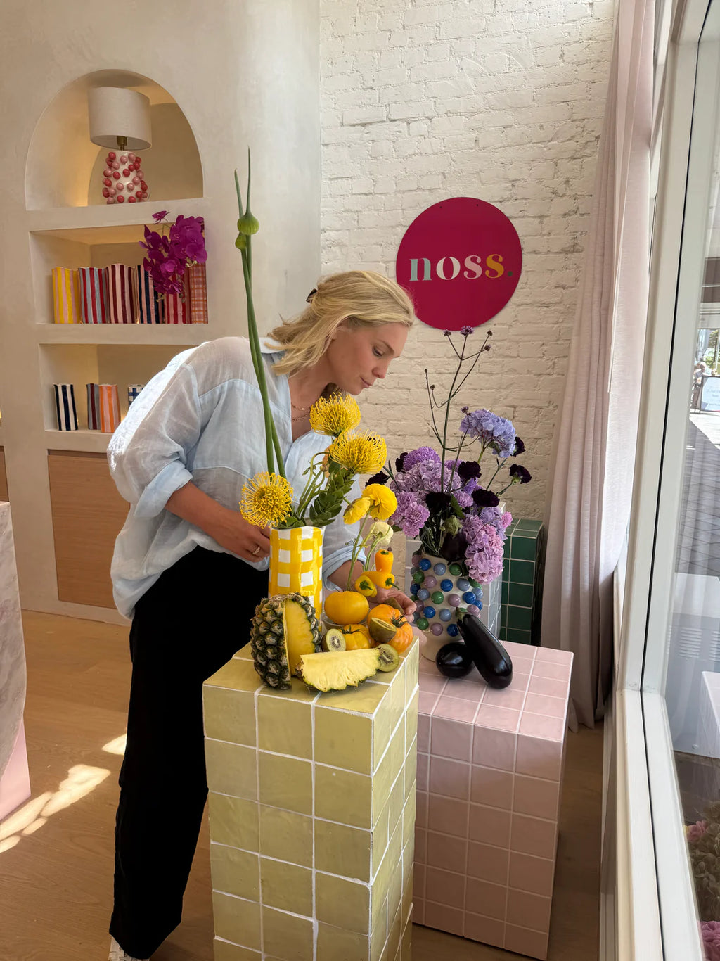 NOSS Ceramic Medium Vase | Yellow Gingham