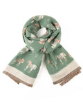 Reversible Equestrian Horse Winter Scarf – Green/Cream