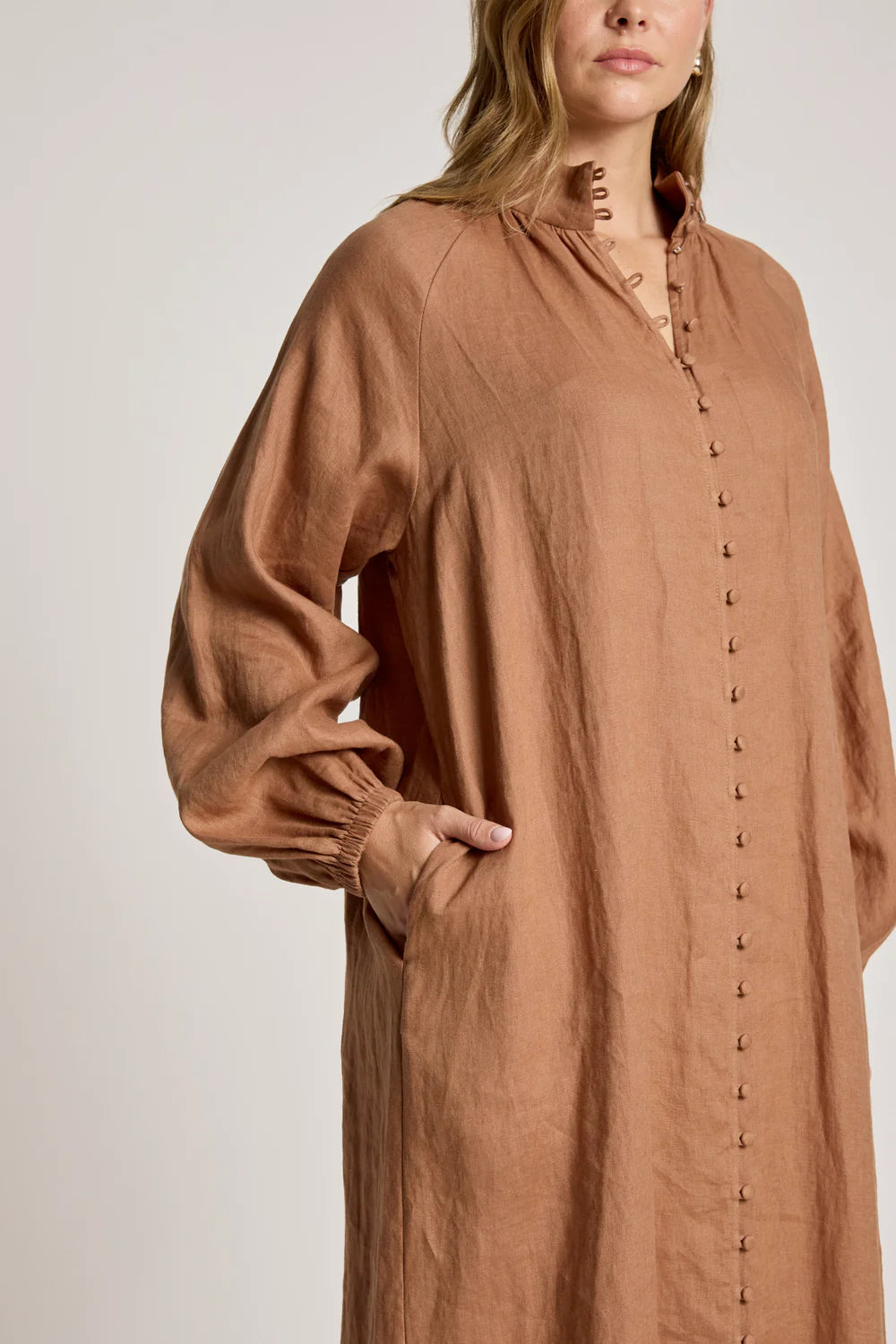 Bajau Button Dress | Clay