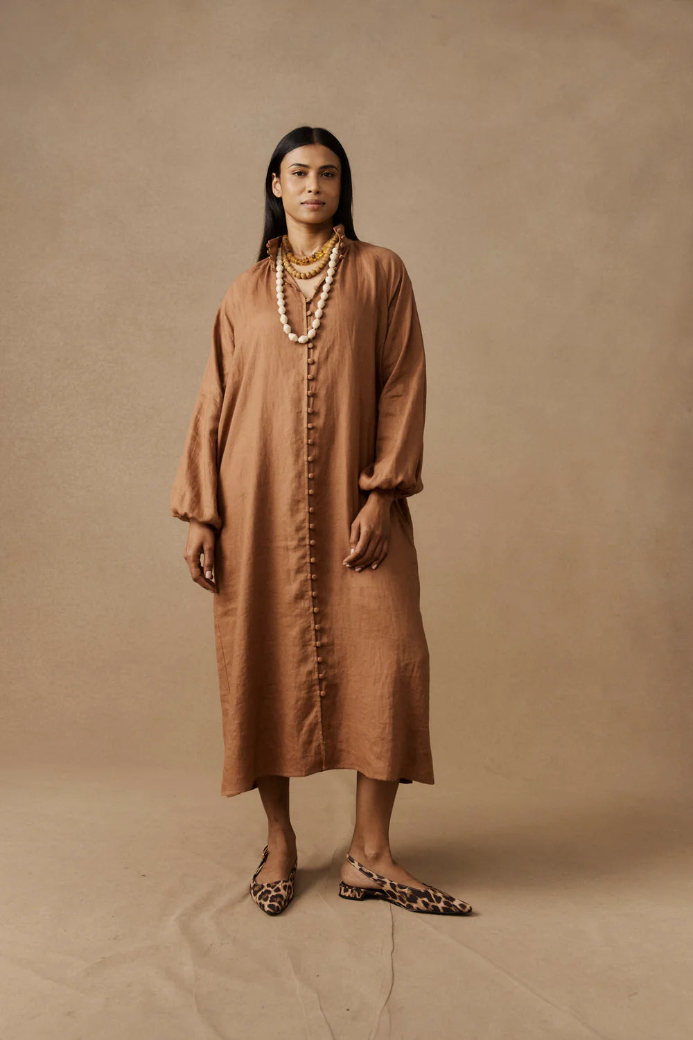 Bajau Button Dress | Clay