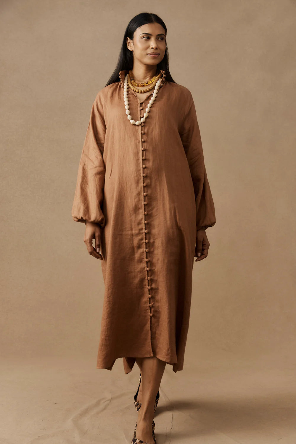 Bajau Button Dress | Clay
