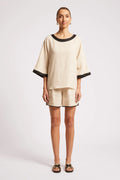 Maris Relaxed Splice Top | Tusk / Black