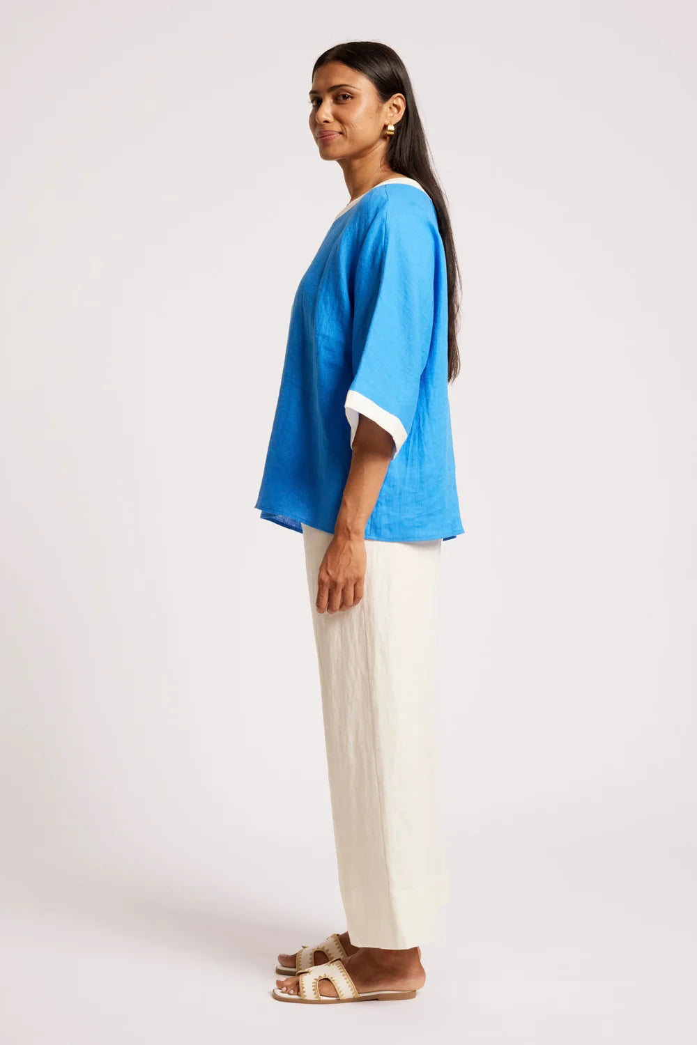 Maris Relaxed Splice Top | Marine / White