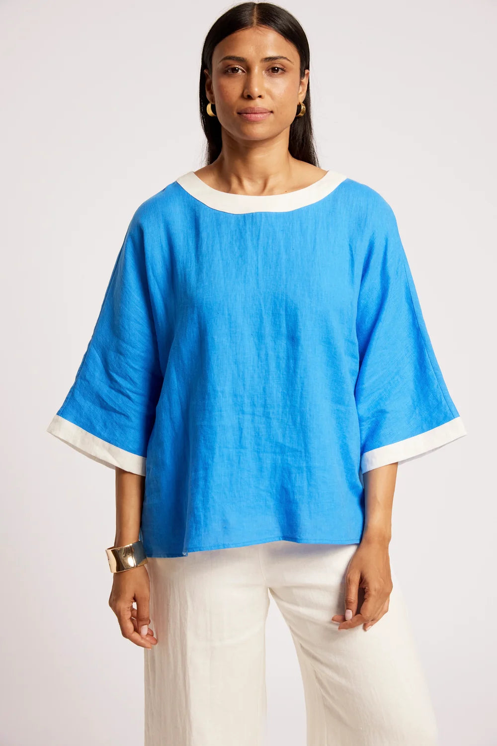 Maris Relaxed Splice Top | Marine / White