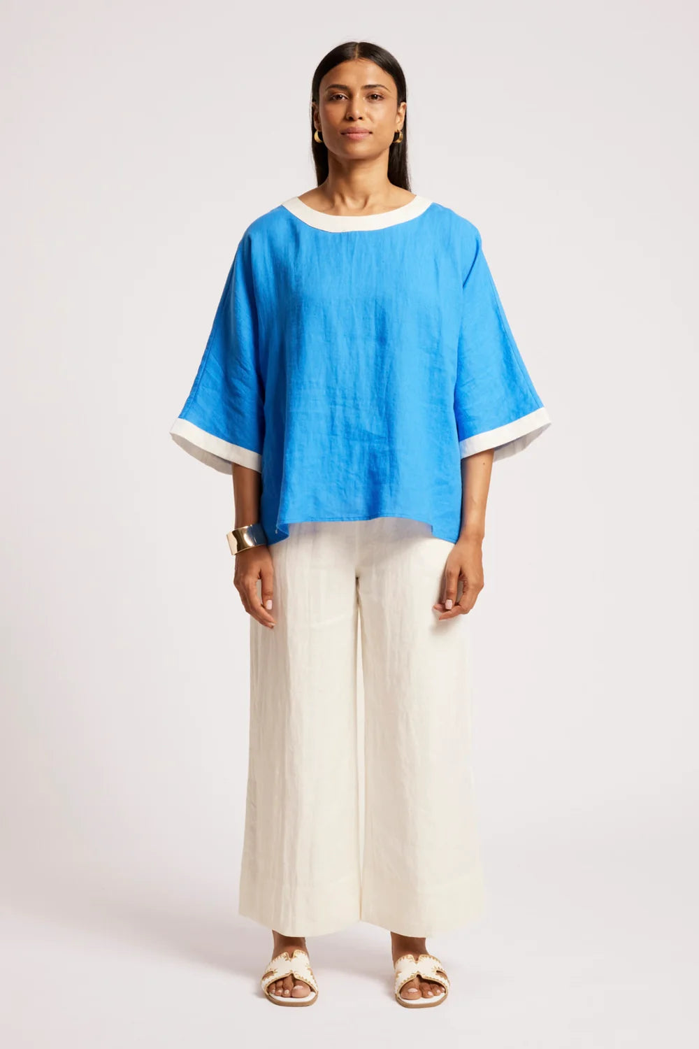 Maris Relaxed Splice Top | Marine / White