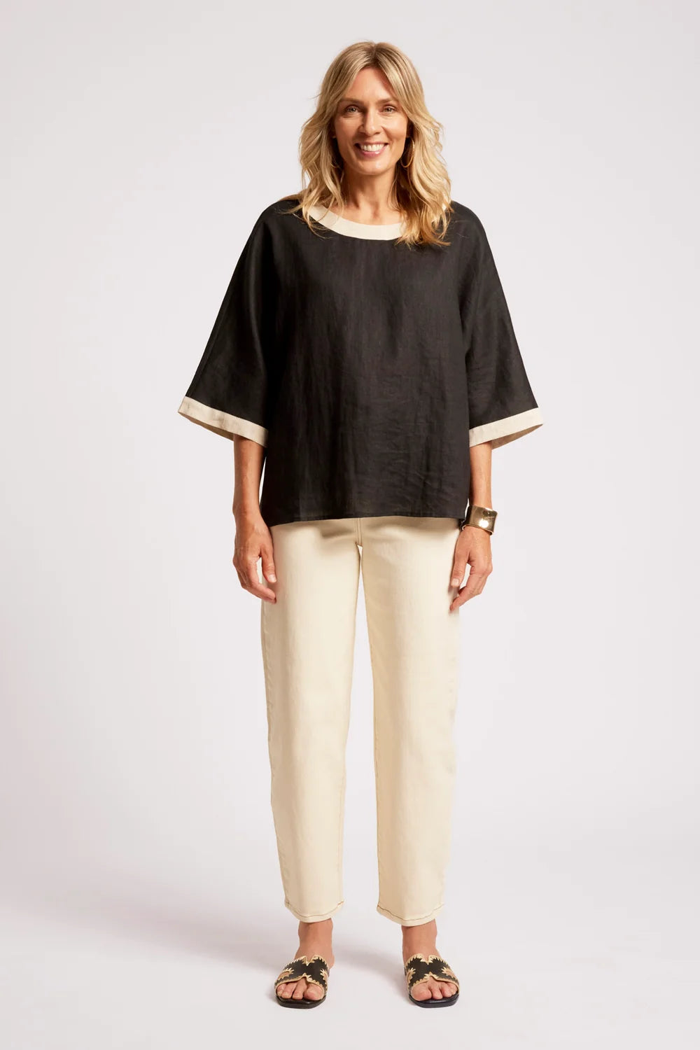 Maris Relaxed Splice Top | Black / Tusk