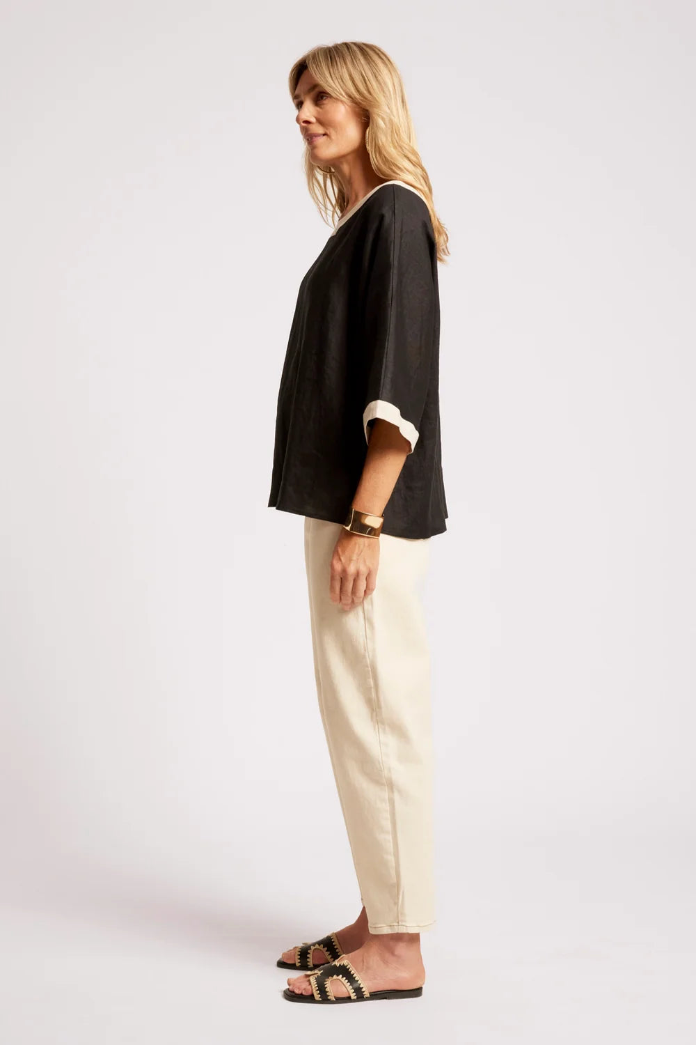 Maris Relaxed Splice Top | Black / Tusk