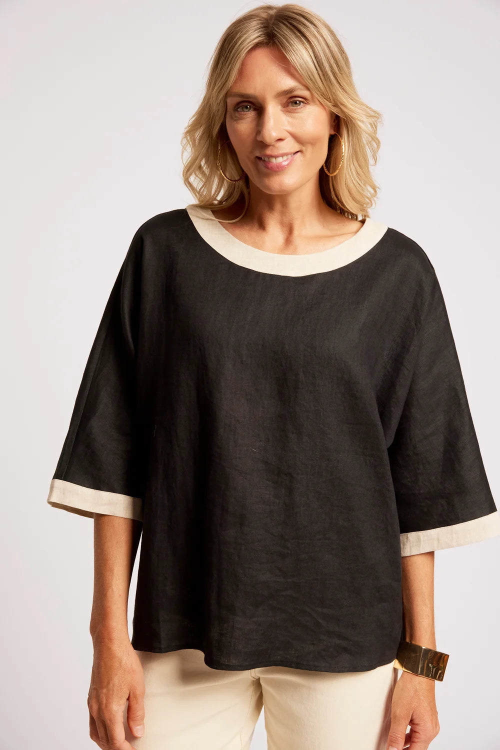 Maris Relaxed Splice Top | Black / Tusk