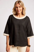 Maris Relaxed Splice Top | Black / Tusk