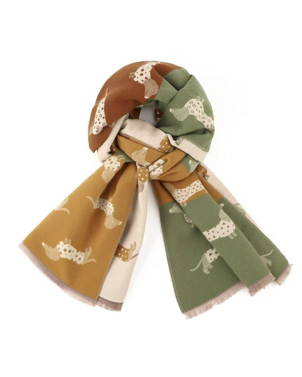 Reversible Neutral Dachshund Print Winter Scarf