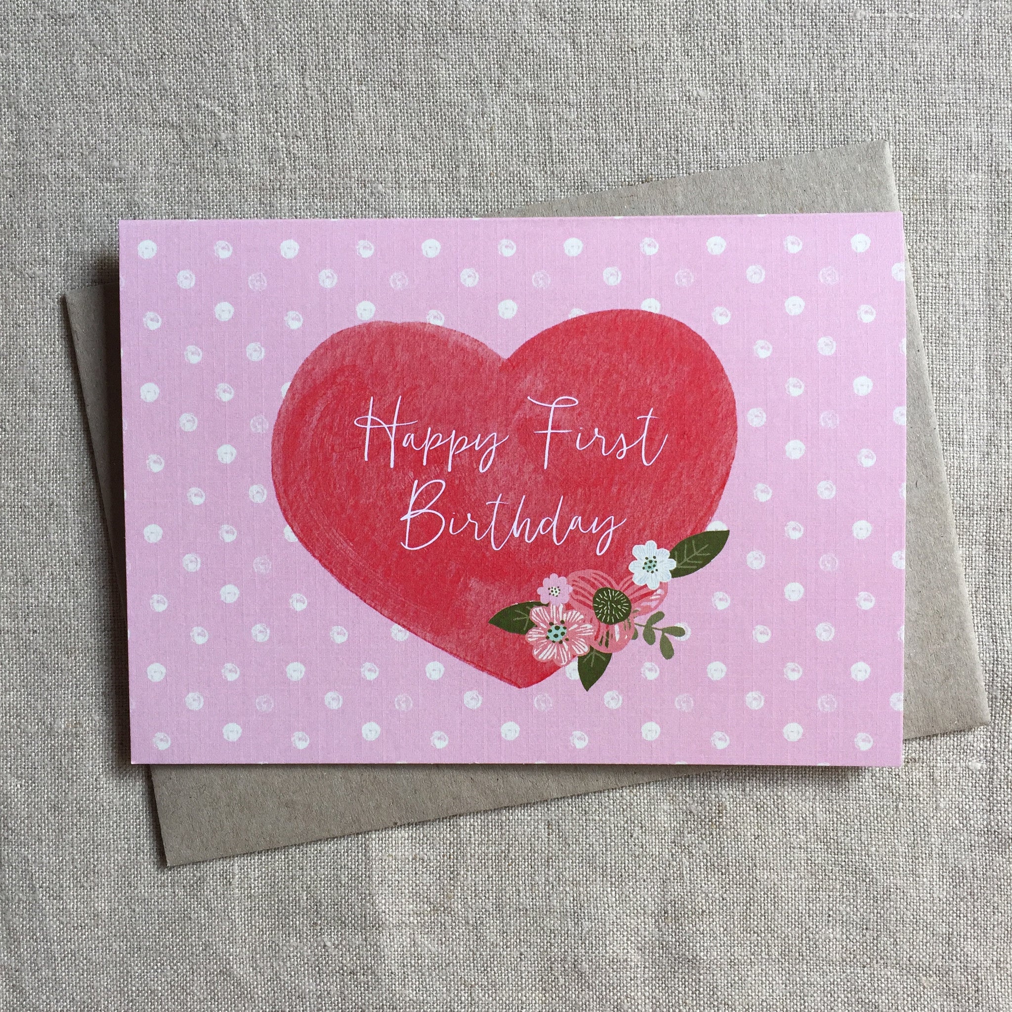 First Birthday Heart Card