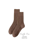 Chocolate Toasty Toes Woollen Ribbed Crew Socks
