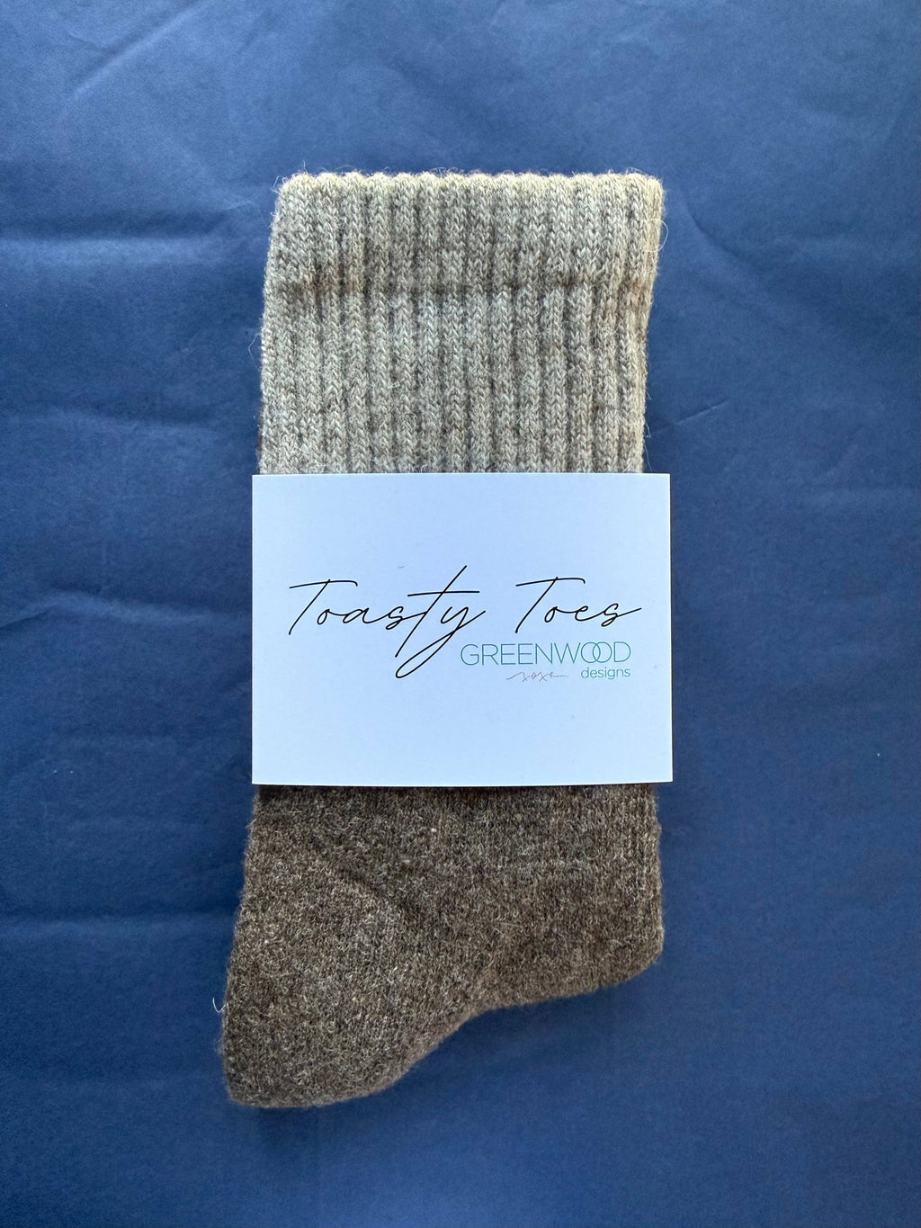 Chocolate Toasty Toes Woollen Single Stripe Crew Socks