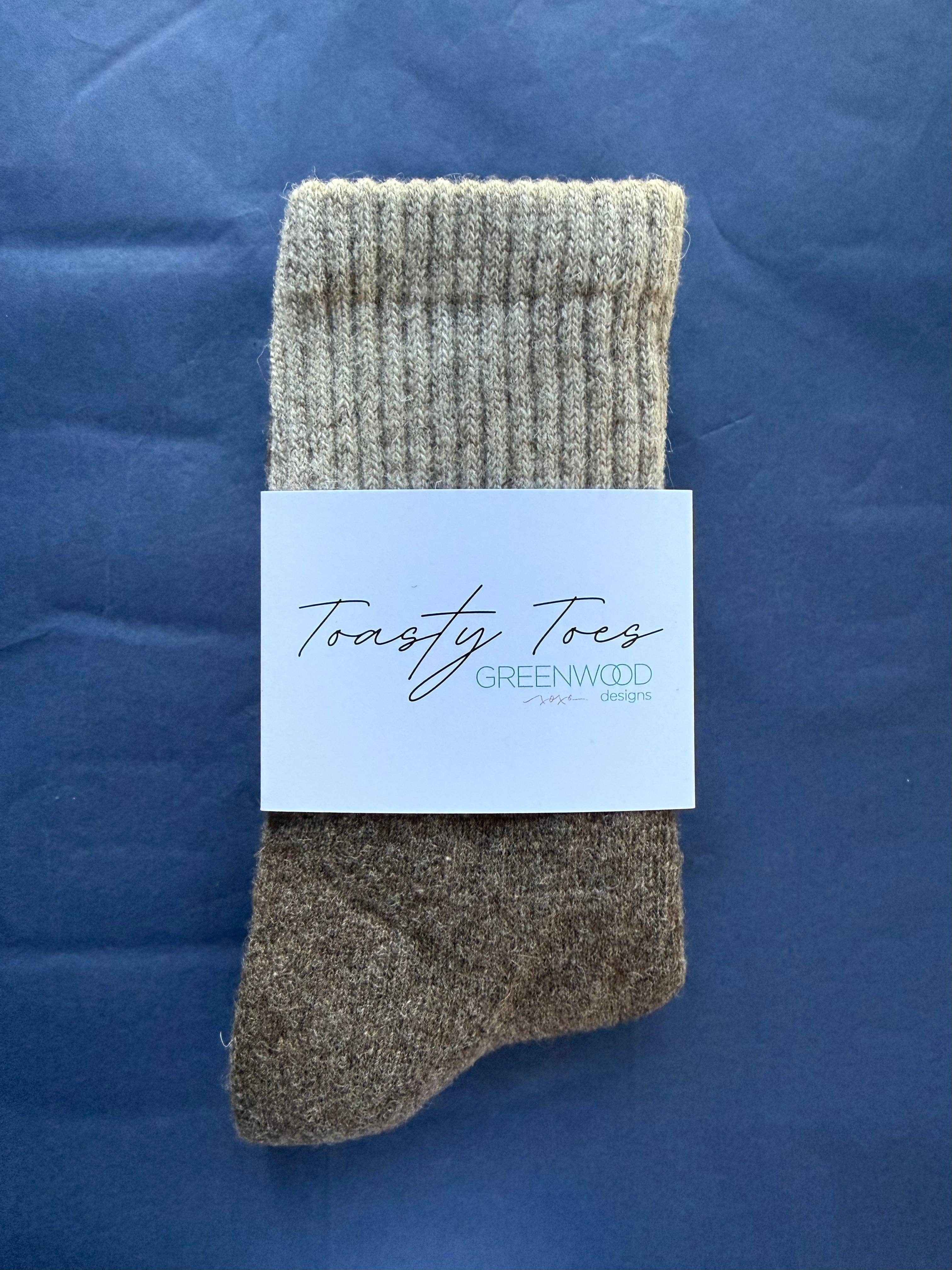 Chocolate Toasty Toes Woollen Single Stripe Crew Socks