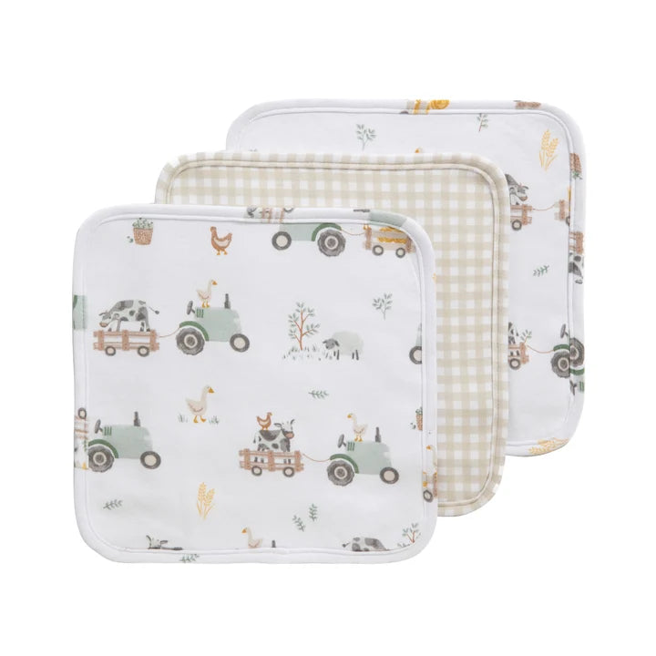 3 Pack Organic Wash Cloths | Tractor Ride