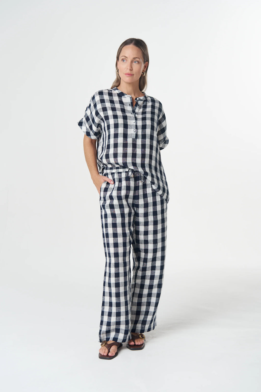Honey Linen Blouse - Dark Navy | Goondiwindi Cotton