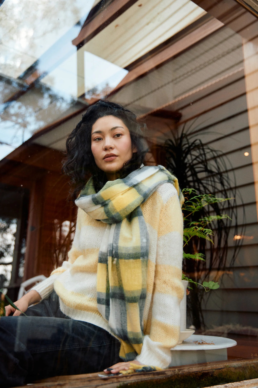 Sloane Check Scarf - Butter