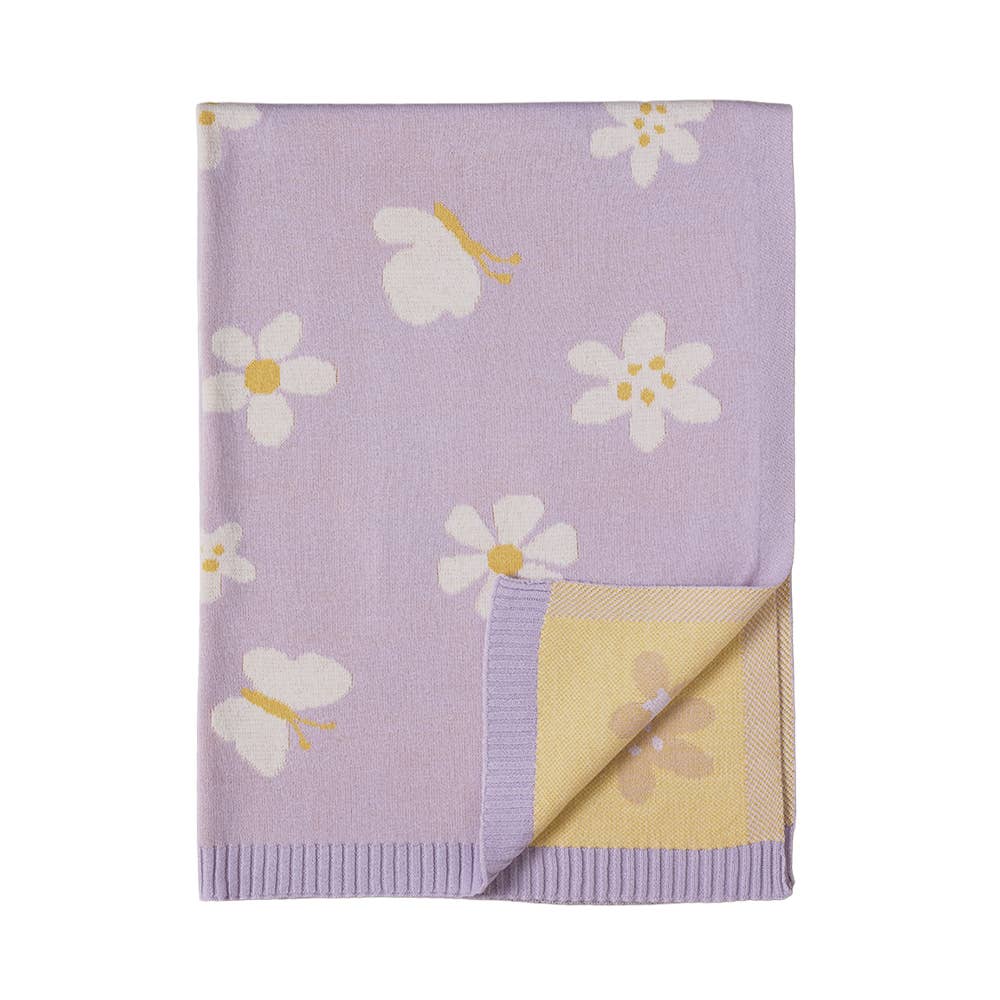 Pram Knitted Blanket | Lilac Daisy Dreams