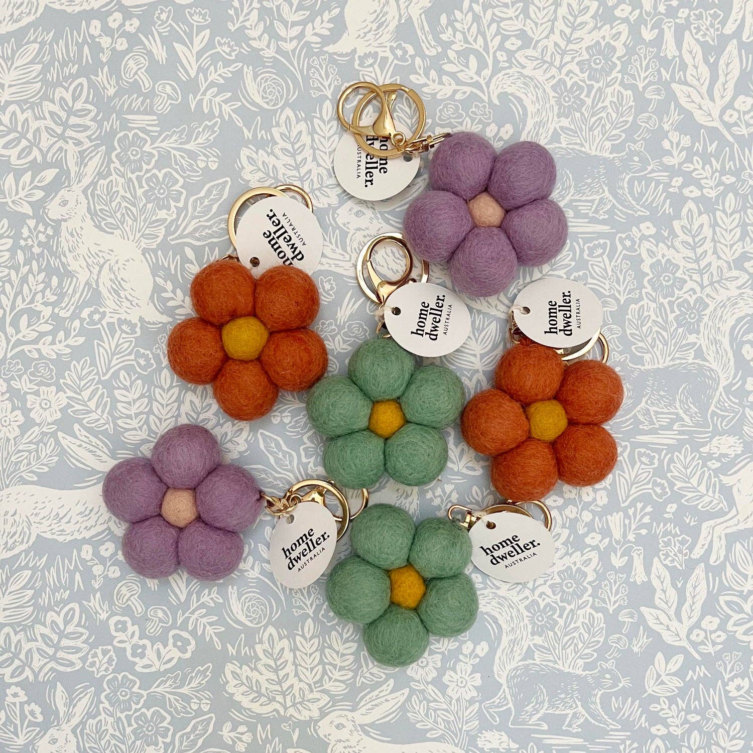Felt Flower Keychain | Bag Charm - Vintage Petals